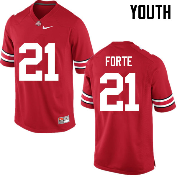 Ohio State Buckeyes Trevon Forte Youth #21 Red Game Stitched College Football Jersey